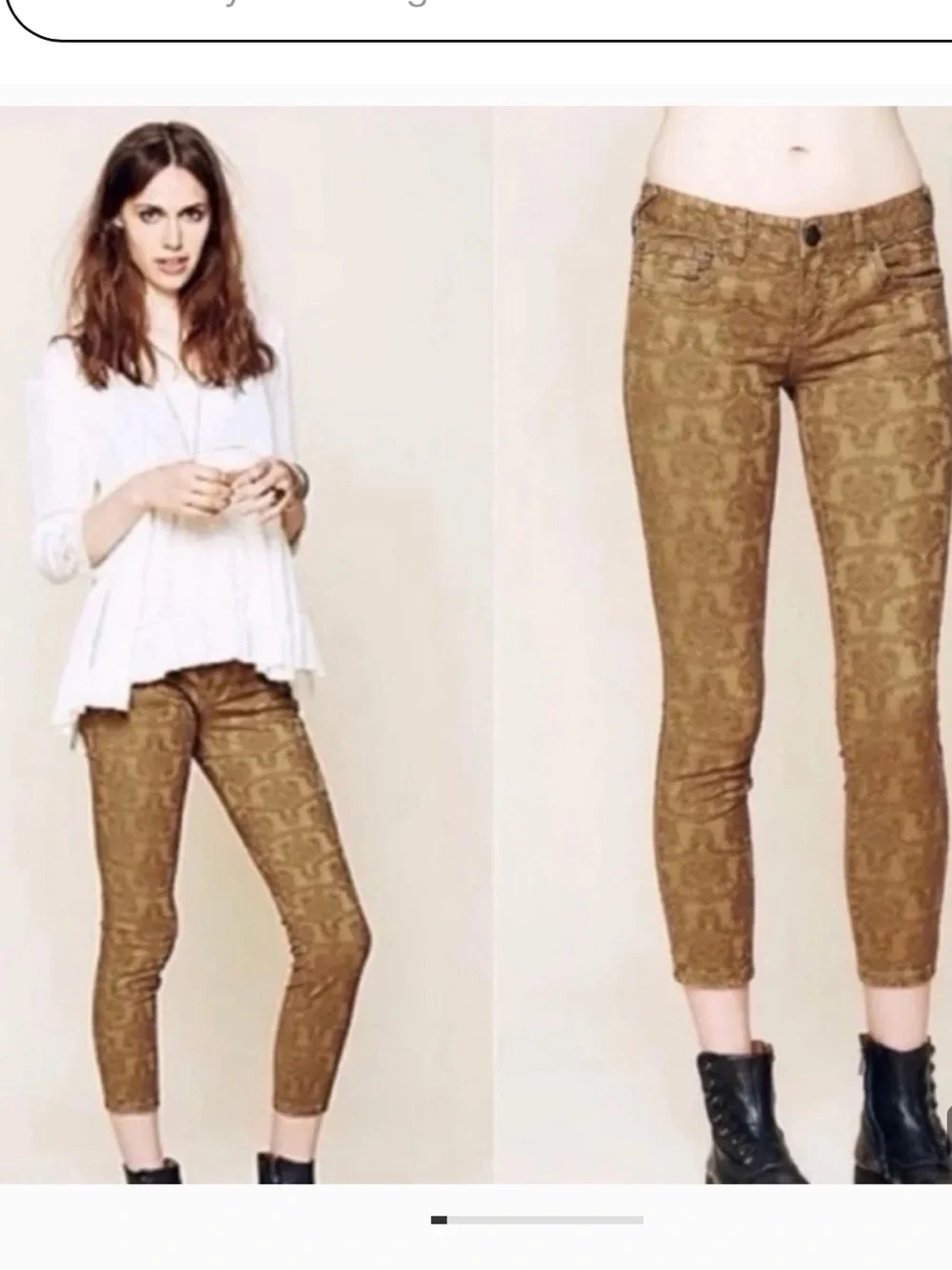 Free People Brown Patterned Skinny Pants